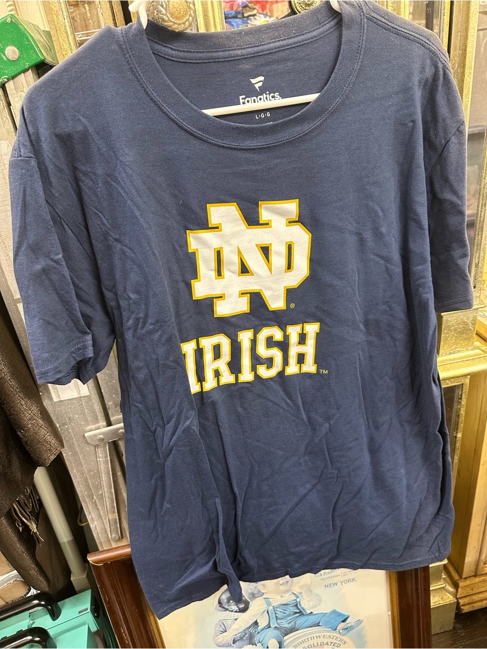 Fanatics Notre Dame Irish Navy Logo T-Shirt - Men's size L read description.